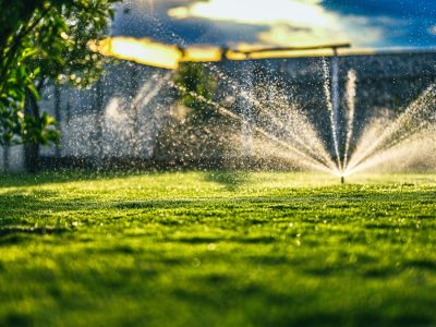 Garden,Irrigation,System.,Summer,Heat.